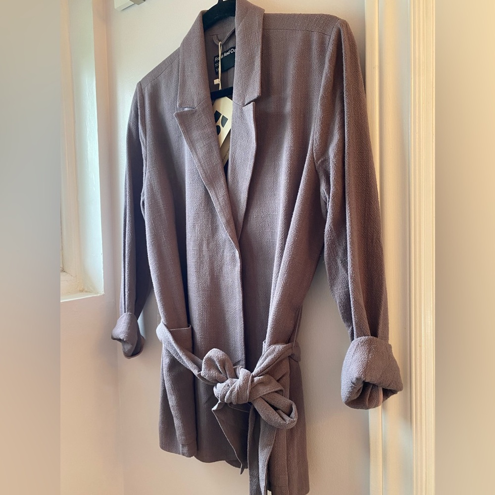 Frank & Oak Purple Wrap Kimono Jacket w Belt Size Small